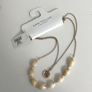 Ann Taylor Gold Tone Multi Layer Shell Necklace